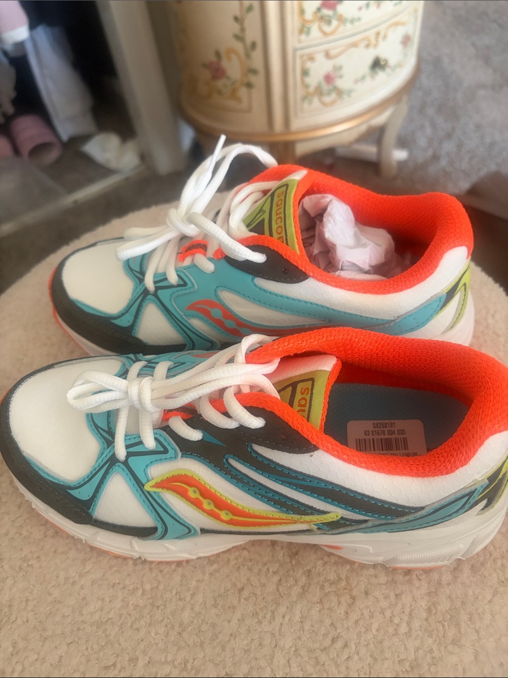 Saucony Kids Sneakers in White, Teal & Orange
